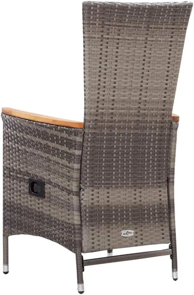 Alt view image 4 of 13 - vidaXL Patio Chairs 2 Pcs Patio Dining Chair with Cushions Poly Rattan Gray