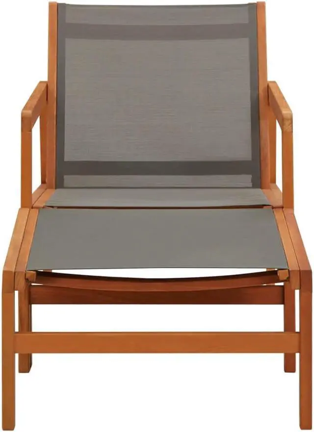 Alt view image 2 of 16 - vidaXL Patio Chair Lounge Chair with Footrest Solid Wood Eucalyptus&Textilene