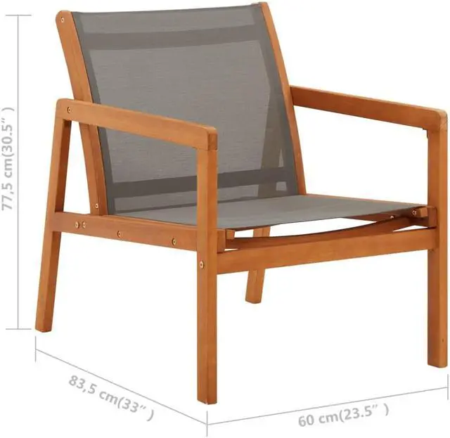 Alt view image 3 of 16 - vidaXL Patio Chair Lounge Chair with Footrest Solid Wood Eucalyptus&Textilene