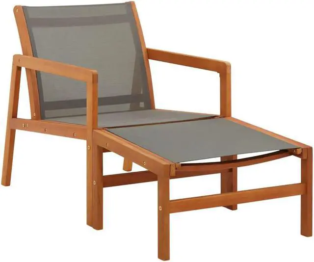 Main image of vidaXL Patio Chair Lounge Chair with Footrest Solid Wood Eucalyptus&Textilene