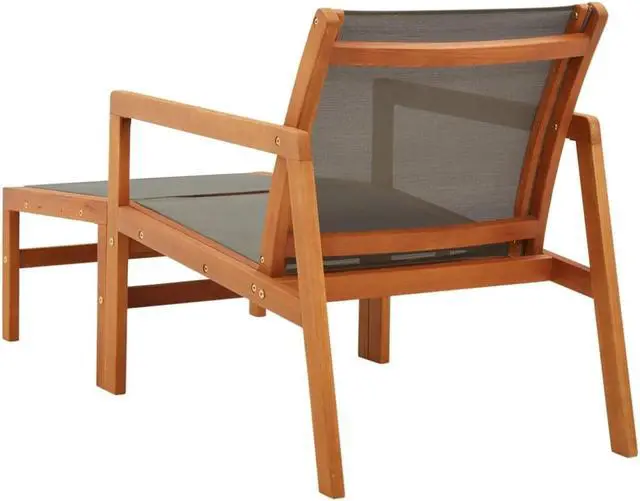 Alt view image 4 of 16 - vidaXL Patio Chair Lounge Chair with Footrest Solid Wood Eucalyptus&Textilene
