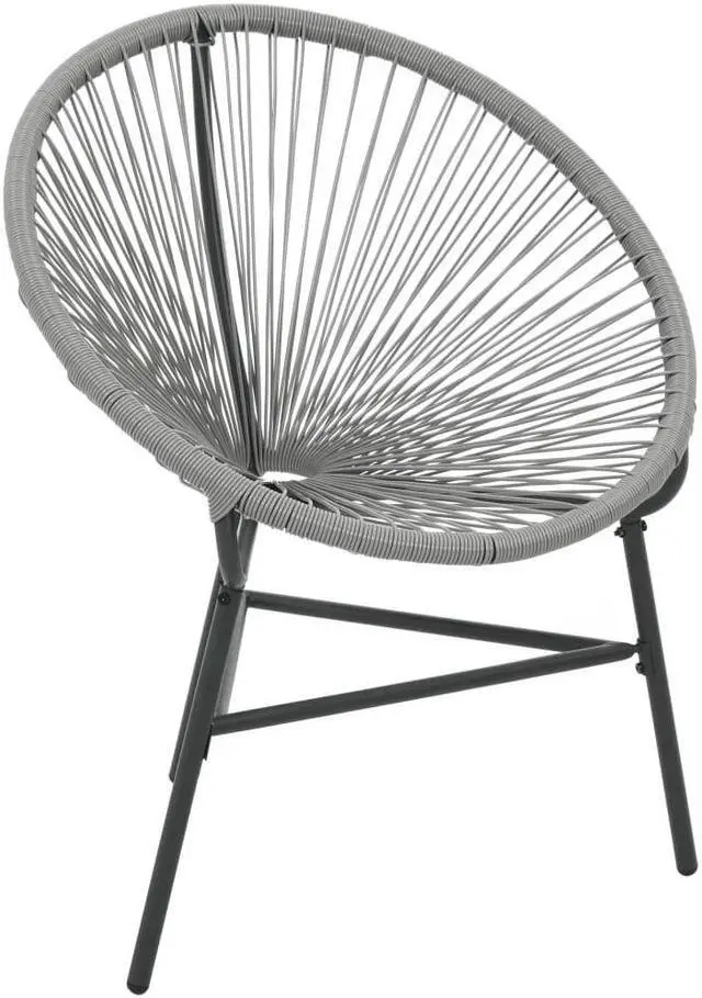 Alt view image 2 of 18 - vidaXL Patio Moon Chair Outdoor Acapulco Chair with Steel Frame Poly Rattan Gray
