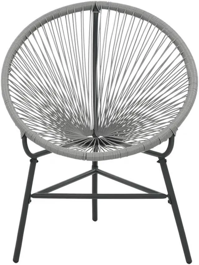 Alt view image 3 of 18 - vidaXL Patio Moon Chair Outdoor Acapulco Chair with Steel Frame Poly Rattan Gray