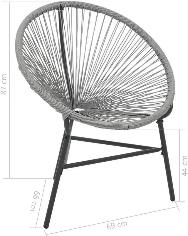Alt view image 4 of 18 - vidaXL Patio Moon Chair Outdoor Acapulco Chair with Steel Frame Poly Rattan Gray