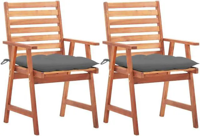Main image of vidaXL Patio Dining Chairs 2 Pcs Outdoor Chair with Cushions Solid Wood Acacia