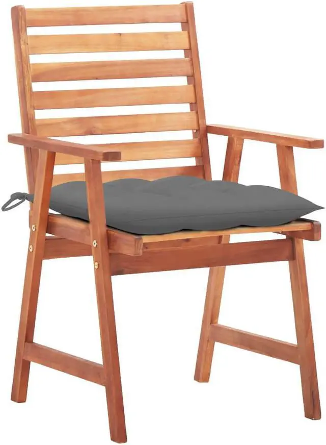 Alt view image 2 of 7 - vidaXL Patio Dining Chairs 2 Pcs Outdoor Chair with Cushions Solid Wood Acacia