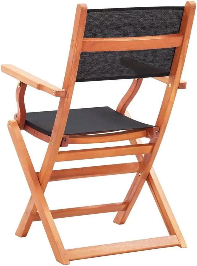 Alt view image 4 of 17 - vidaXL Patio Folding Chairs 2 Pcs Garden Chair Solid Wood Eucalyptus&Textilene