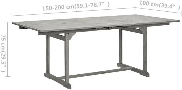 Alt view image 3 of 7 - vidaXL Outdoor Dining Table Extendable Garden Patio Table Solid Acacia Wood