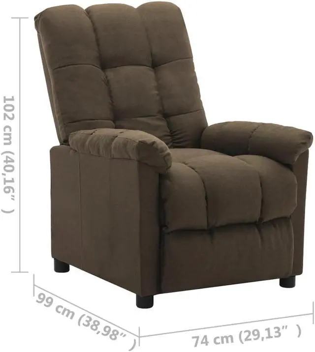 Alt view image 4 of 17 - vidaXL Recliner Leisure Lounge Adjustable Chair for Home Theater Brown Fabric