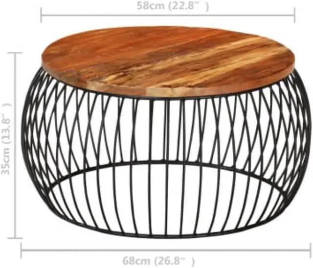 Alt view image 3 of 15 - vidaXL Coffee Table Vintage Round End Table Side Table Solid Reclaimed Wood
