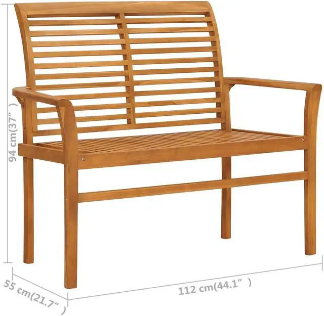 Alt view image 3 of 7 - vidaXL Outdoor Patio Bench Garden Bench with Green Cushion Solid Wood Teak