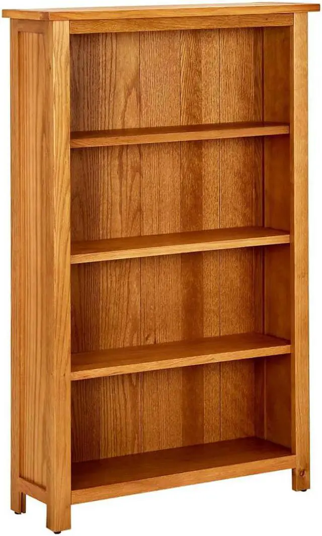 Main image of vidaXL Solid Oak Wood 4-Tier Bookcase Display Cabinet Standing Shelf Furniture