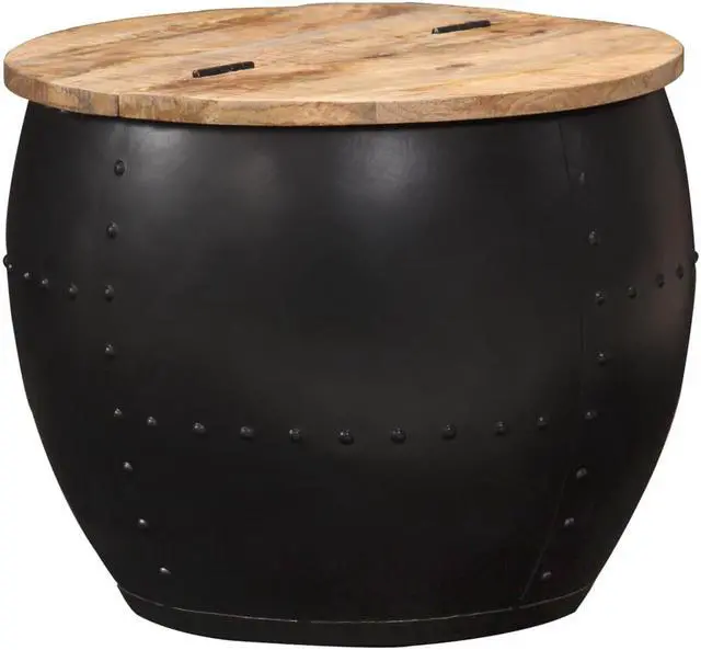 Alt view image 2 of 17 - vidaXL Coffee Table Black 26.8"x26.8"x14.2" Solid Acacia Wood