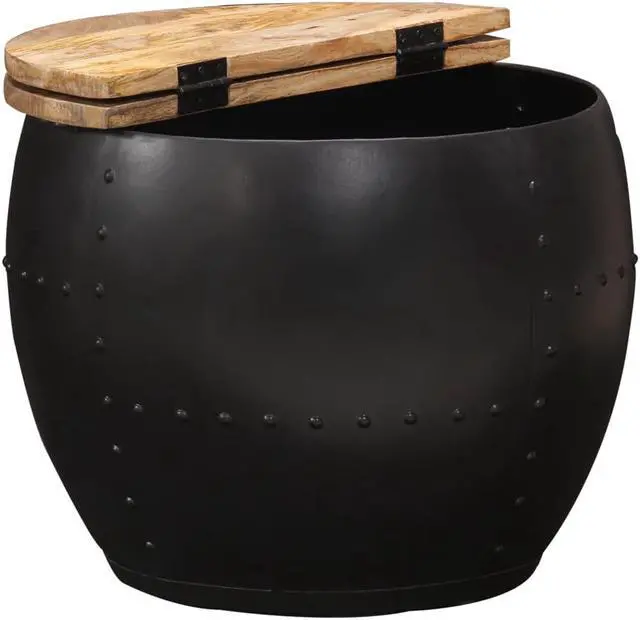 Alt view image 12 of 17 - vidaXL Coffee Table Black 26.8"x26.8"x14.2" Solid Acacia Wood