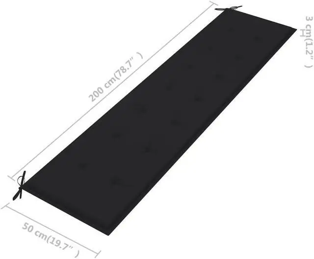 Alt view image 3 of 13 - vidaXL Garden Bench Cushion Black 200x50x4 cm Oxford Fabric