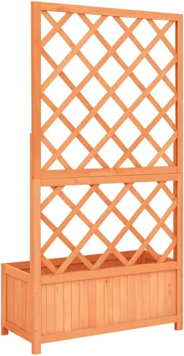 Alt view image 4 of 18 - vidaXL Planter Flower Box Trellis Raised Bed Outdoor Planter Solid Firwood