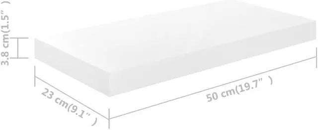 Alt view image 4 of 17 - vidaXL Floating Wall Shelves 2 pcs High Gloss White 19.7"x9.1"x1.5" MDF