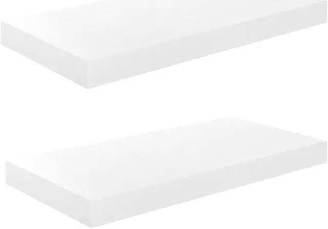 Alt view image 2 of 17 - vidaXL Floating Wall Shelves 2 pcs High Gloss White 19.7"x9.1"x1.5" MDF