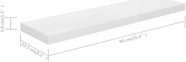 Alt view image 4 of 9 - vidaXL Floating Wall Shelves 2 pcs High Gloss White 35.4"x9.3"x1.5" MDF