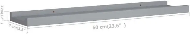 Alt view image 8 of 11 - vidaXL Picture Frame Ledge Shelves 2 pcs Gray 23.6"x3.5"x1.2" MDF
