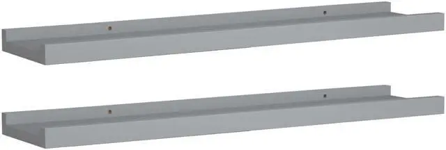 Alt view image 6 of 11 - vidaXL Picture Frame Ledge Shelves 2 pcs Gray 23.6"x3.5"x1.2" MDF