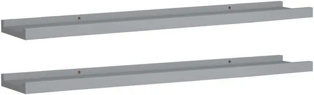 Alt view image 6 of 11 - vidaXL Picture Frame Ledge Shelves 2 pcs Gray 31.5"x3.5"x1.2" MDF