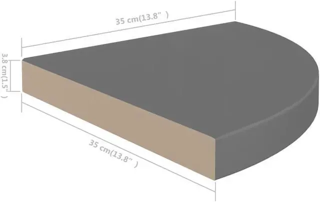 Alt view image 9 of 12 - vidaXL Floating Corner Shelves 2 pcs High Gloss Gray 13.8"x13.8"x1.5" MDF