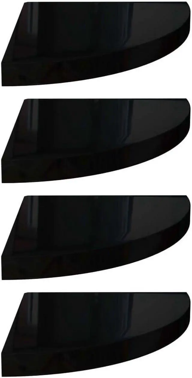 Alt view image 3 of 8 - vidaXL Floating Corner Shelves 4 pcs High Gloss Black 13.8"x13.8"x1.5" MDF