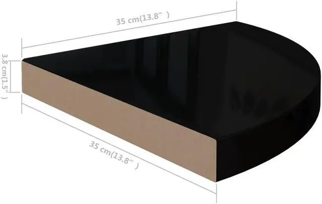 Alt view image 5 of 8 - vidaXL Floating Corner Shelves 4 pcs High Gloss Black 13.8"x13.8"x1.5" MDF