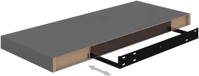 Alt view image 7 of 11 - vidaXL Floating Wall Shelves 2 pcs High Gloss Gray 23.6"x9.3"x1.5" MDF