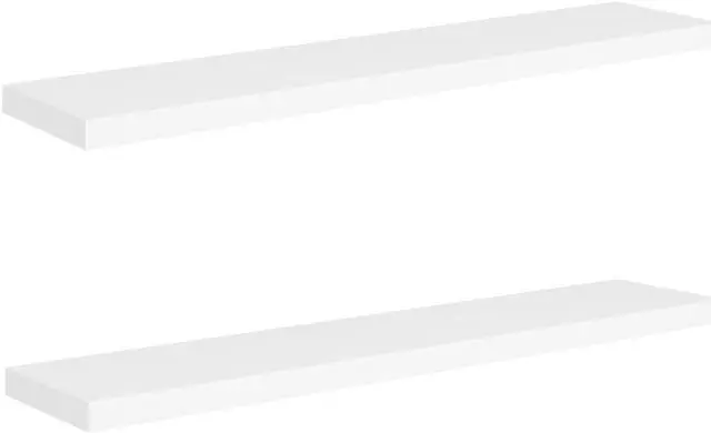 Alt view image 5 of 10 - vidaXL Floating Wall Shelves 2 pcs White 47.2"x9.3"x1.5" MDF