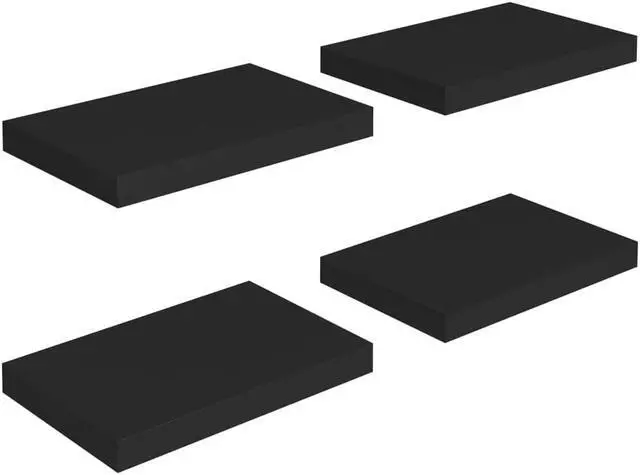 Alt view image 2 of 11 - vidaXL 4x Floating Wall Shelves Black 15.7"x9.1" MDF Wall Ledge Hanging Rack