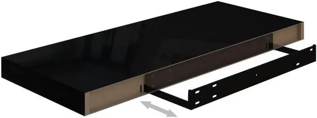 Alt view image 3 of 12 - vidaXL 4x Floating Wall Shelves High Gloss Black 23.6"x9.3" MDF Wall Ledge
