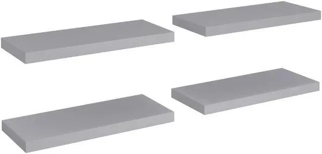 Alt view image 7 of 12 - vidaXL Floating Wall Shelves 4 pcs Gray 23.6"x9.3"x1.5" MDF