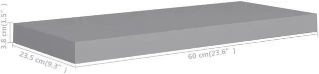 Alt view image 9 of 12 - vidaXL Floating Wall Shelves 4 pcs Gray 23.6"x9.3"x1.5" MDF