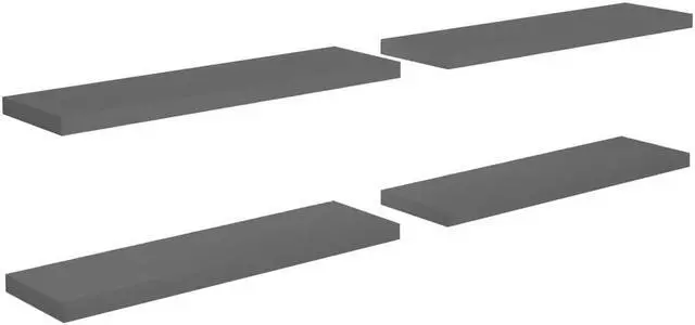 Alt view image 5 of 10 - vidaXL Floating Wall Shelves 4 pcs High Gloss Gray 35.4"x9.3"x1.5" MDF