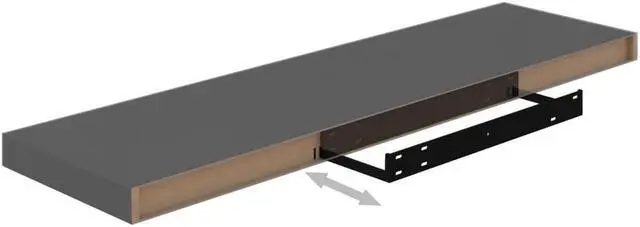 Alt view image 6 of 10 - vidaXL Floating Wall Shelves 4 pcs High Gloss Gray 35.4"x9.3"x1.5" MDF