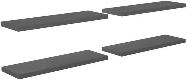 Alt view image 2 of 12 - vidaXL 4x Floating Wall Shelves High Gloss Gray 47.2"x9.3" MDF Wall Ledge Rack