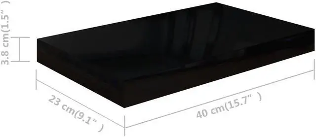 Alt view image 9 of 17 - vidaXL Floating Wall Shelf High Gloss Black 15.7"x9.1"x1.5" MDF