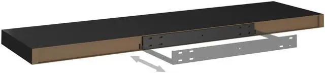 Alt view image 5 of 9 - vidaXL Floating Wall Shelf Black 35.4"x9.3"x1.5" MDF