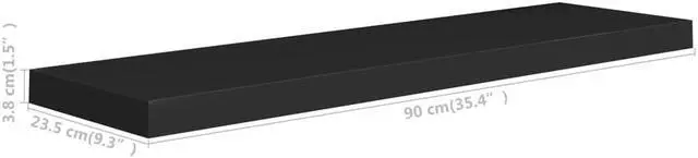 Alt view image 6 of 9 - vidaXL Floating Wall Shelf Black 35.4"x9.3"x1.5" MDF