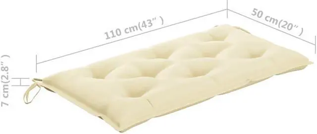 Alt view image 4 of 13 - vidaXL Bench Cushion Water Repellent Garden Cushion Cream White Oxford Fabric