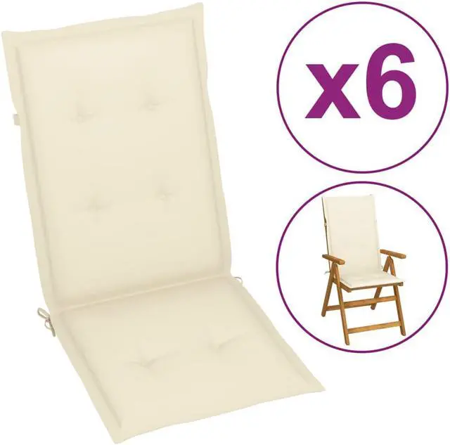 Main image of vidaXL Chair Cushion 6 Pcs Outdoor Garden High Back Chair Cushion Cream Fabric