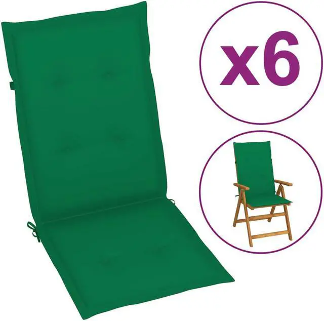 Main image of vidaXL 6x Garden Chair Cushions Green 47.2" Outdoor Patio Lounge Seating Pad