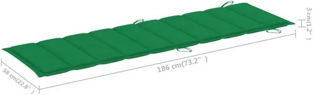 Alt view image 4 of 7 - vidaXL Sun Lounger Cushion Green 186x58x4cm Oxford Fabric