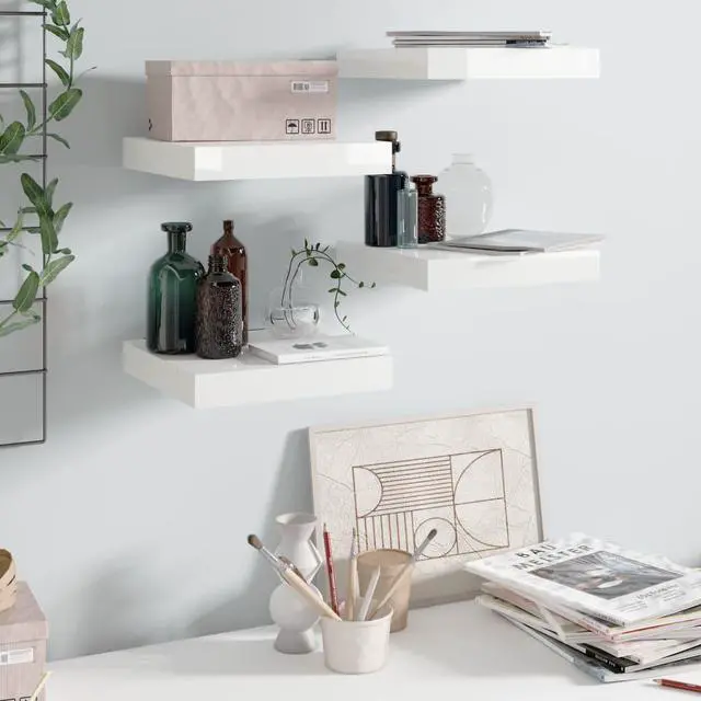 Main image of vidaXL Wall Shelves Floating Shelves Display Shelves 2 Pcs High Gloss White