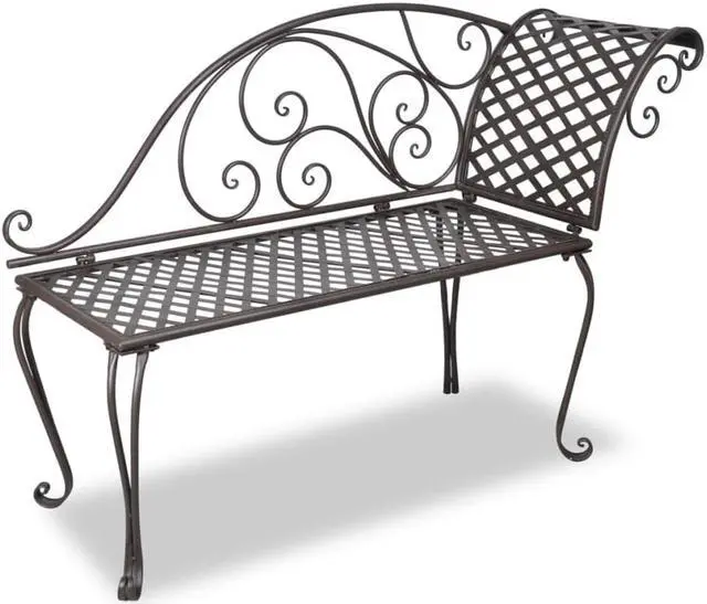 Main image of vidaXL Patio Chaise Lounge Outdoor Bench with Backrest Steel Antique Brown