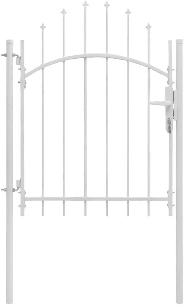 Main image of vidaXL Fence Gate Metal Fence Post Garden Gate for Outdoor Patio Steel White