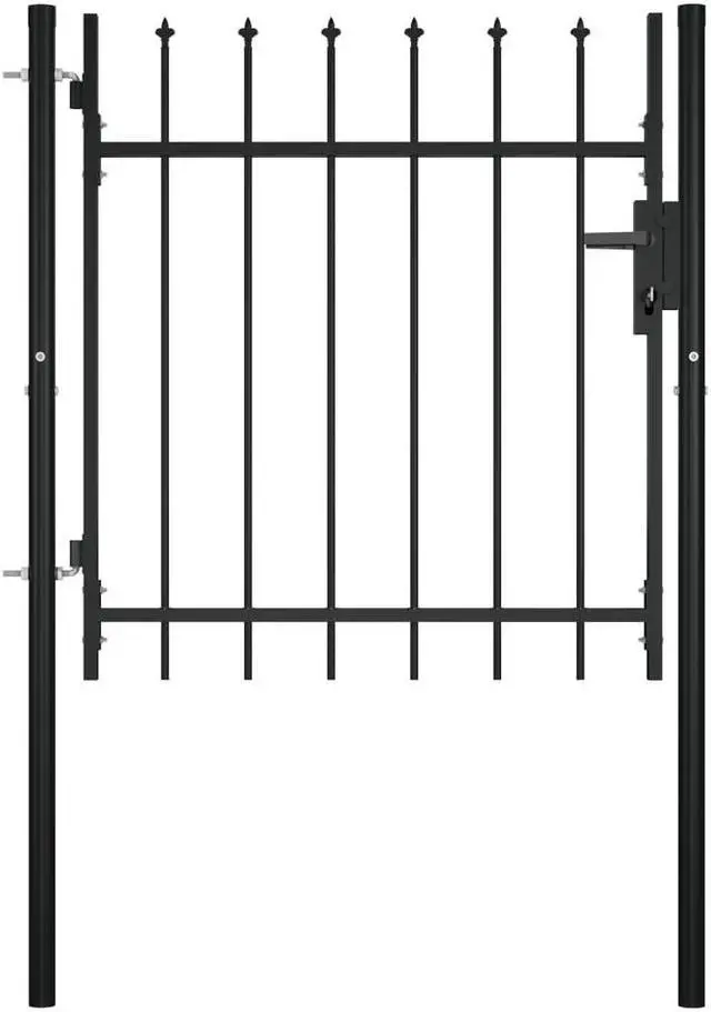 Main image of vidaXL Door Fence Gate with Spear Top 39.4"x29.5" Outdoor Patio Garden Barrier