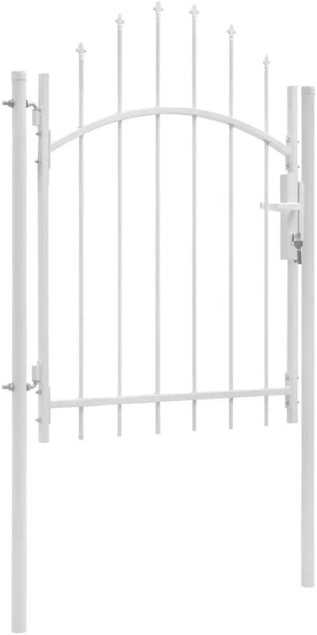 Alt view image 2 of 12 - vidaXL Fence Gate Metal Fence Post Garden Gate for Outdoor Patio Steel White